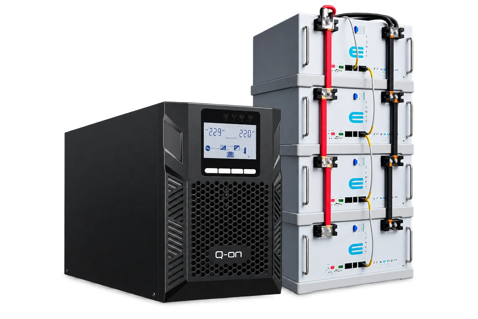 Q-on I-Series UPS with Freedom Won eTower lithium-ion batteries